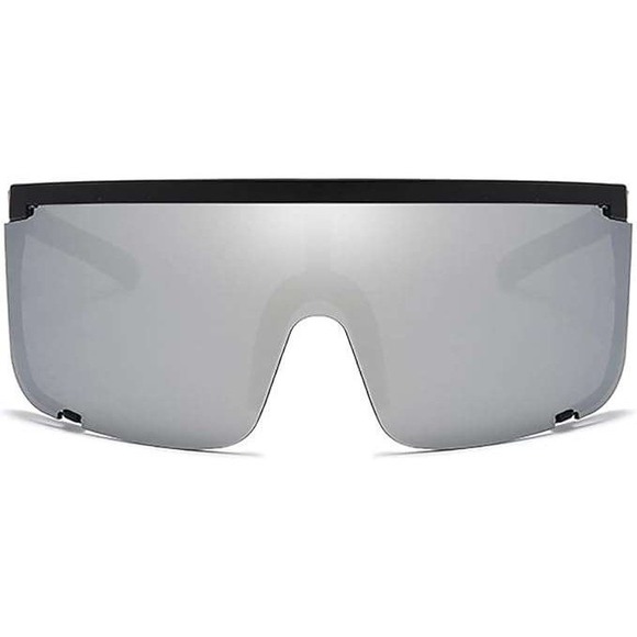 Shield Sunglasses Silver Mirrored Lens Visor Cyclops Sport Sun Glasses Lentes - Picture 7 of 12